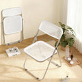 Folding Chair, 2 Pack Plastic Chair, White | Breathable folding chair with steel frame, 300lbs capacity. Portable & stackable for indoor, outdoor, events & parties.