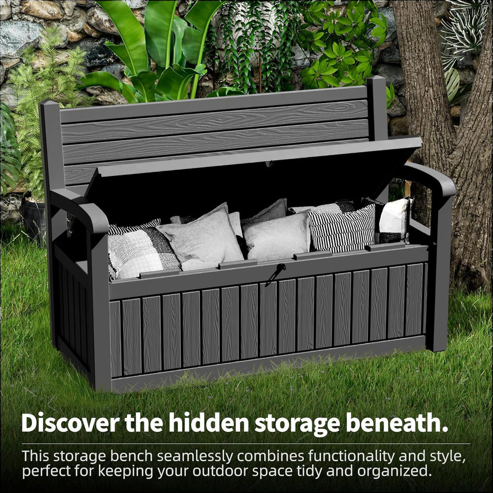 PatioZen 80 Gallon Outdoor Storage Bench Deck Box Waterproof Lockable,Outdoor...