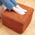 Asuprui Square Pouf Ottoman Foot Rest, Orange, 20x14 in,All-One Foam Filler | Footstool Ottoman,Stuffed Pouf Ottoman,All-One Foam Filler, Footrest,Beanbag Chair,Floor Pouf for Living Room Wedding Bedroom