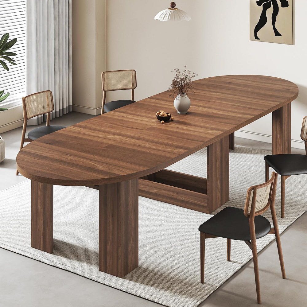 47-118 Inch Round Extendable Dining Table for 4-12, Kitchen Table with Wood S...