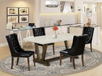 East West Furniture V727FO749-5 5 Piece Dining Set Includes a Rectangle Dining Room Table with V-Legs and 4 Black Faux Leather Upholstered Parson Chairs, 40x72 Inch, Multi-Color