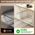 2 Tier Pull Out Cabinet Organizer 24" W X 22" D, Chromed, Full Slide Out | For Kitchen Organizers and Storage, Pull Out Drawers For Cabinets Capacity Heavy Duty Caddy, Cabinet Shelves, Bathroom Pantry