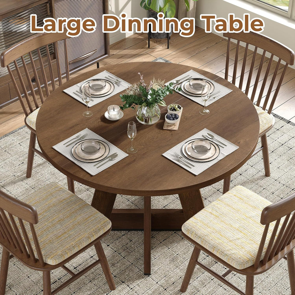 Extendable Round Dining Table for 4-8,Modern Kitchen Oval Dining Table with R...