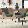 VKNOW Modern Dining Chairs Set of 2, Upholstered Dining Room Chair with Armrest, Kitchen Chairs with Curved Ergonomics Backrest for Living Room, Dining Room, Kitchen, Green