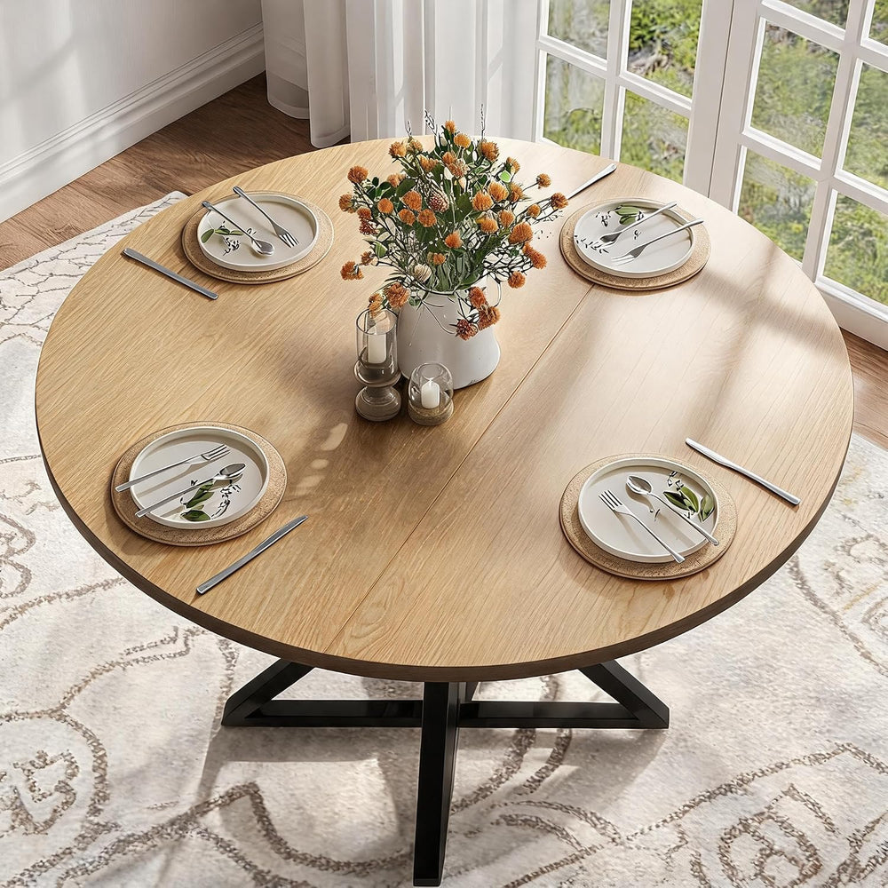 GarveeHome 47 Inch Round Dining Table for 4-6, Circle Kitchen Table with Pede...