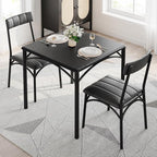 2-Person Dining Table Set (3 Pieces) - Square Kitchen Table with Upholstered Chairs | Ideal Small Space Dining Set for Apartments, Studios | Compact Kitchen Dining Set for 2 Adults/Kids