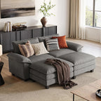 LINSY HOME Modular Sectional Sofa - 90 Inch Oversized Corduroy Cloud Couch with Movable Ottoman Soft Modern Comfy Sofa Set for Living Room Apartment Office, Grey