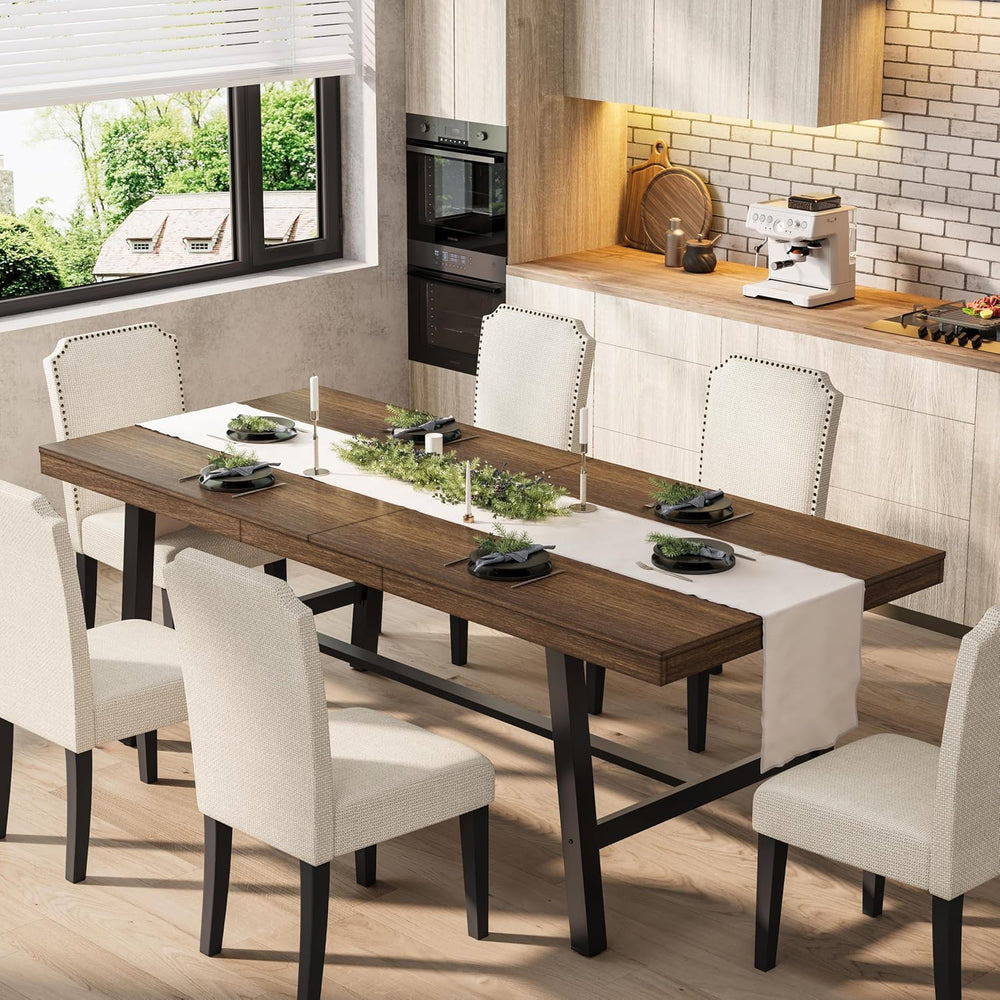 Garvee Industrial Dining Table for 6-8, 78.74" Extra Long Rectangular Ki...
