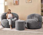 Hobestluk Bean Bag Chair Giant Bean Bag Chairs for Adults Big Adult Bean Bag Chair with Foam Filler Large Beanbags with Stuffed Back Lazy Sofa, Grey-Oversize