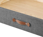 MUSEHOMEINC Upholstered Solid Wood Under Bed Storage Drawer with 4-Wheels for Bedroom/Leather Handle,Wooden Underbed Storage Organizer,Drawer Under Bed,Suggested for Twin and Full Size Platform Bed