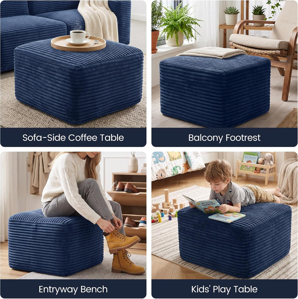 27.6" Floor Ottoman, Plush Corduroy Ottoman Foot Rest for Couch in a Box...
