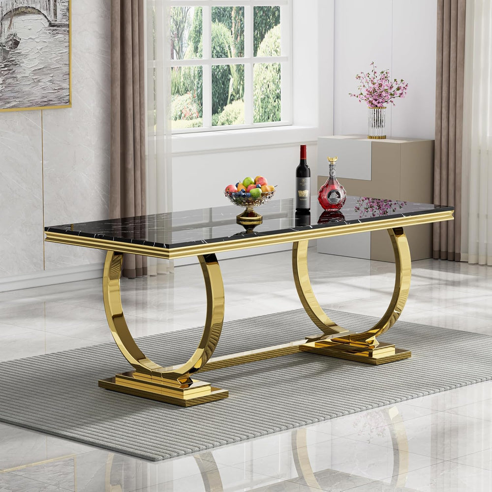 5 Pcs Dining Table Set, Kitchen and Dining Room Table Set for 4, 68" Rec...