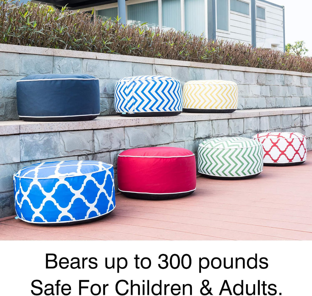 QILLOWAY Inflatable Outdoor Ottoman for Patio, Waterproof Round Pouf, Inflata...
