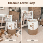 Giraffe Baby Laundry Basket, Tall Woven Rope Nursery Hamper, 20x15 in | Baby Clothes Hamper, Blanket Basket, Toy Storage, Soft Felt Animal Patch, Safari Nursery Decor, Shower Gift, Kids Room