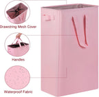 efluky Slim Laundry Basket, Narrow Laundry Hamper with Handles, Collapsible Dirty Clothes Hamper, Tall Laundry Bin for Laundry Room, Dorm and Bedroom, 19.8 Gallon (75L) Pink