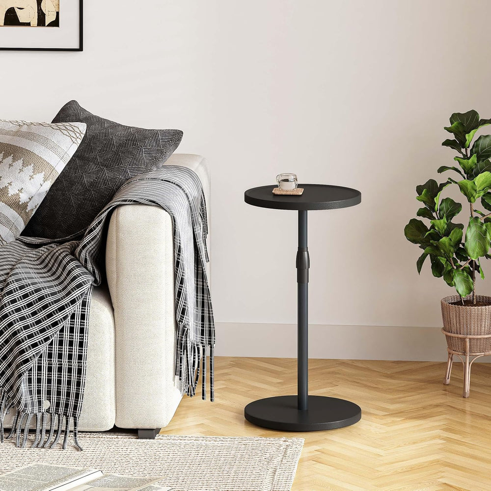 Adjustable Round Side Table, Small End Table, Pedestal Drink Table for Small ...