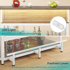 L-Shaped Home Bar Unit, Bar Table with Storage, Brown & White | Wine Glasses Holder and LED Light, Kitchen & Dining Counter Tables for Home, Pub
