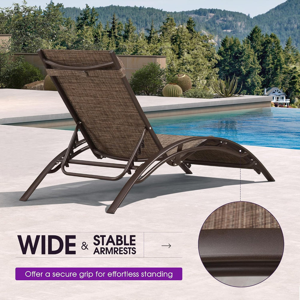 PURPLE LEAF Patio Pool Chaise Lounge Set of 3 Bronze Aluminum Chair, Brown | ...