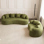 69" Curved Loveseat Sofa for Living Room, Modern Chenille Love Seat Cloud Couch, Luxury Plush Extra Deep Oversized Sofa for Small Spaces, Bedroom, Apartment‌, No Assembly Required, Green