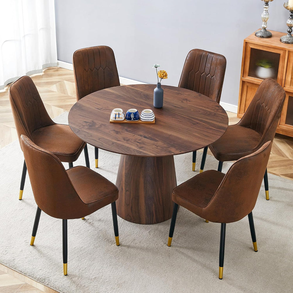 45'' Round Dining Table for 4 - Modern Farmhouse Kitchen Table with C...