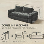 75'' convertible Sofa Couch Bed Queen, Foldable Boneless Couch Sleeper Sofa | 4-in-1 Pull Out Futon Mattress Floor Couch with Large Pillow , No Assembly for Living Room/Bedroom, Chenille, Dark Gray