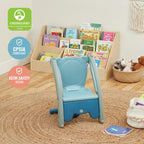 ECR4Kids Sit-N-Rock Plastic Toddler Chair and Rocking Horse, Flexible Seating, Seafoam