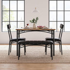 Garvee Dining Table Set for 4, Kitchen Table with Upholstered Bench and 2 Chairs, 4-Piece Wooden Dining Table Set for Apartment, Dining Room, Small Space, Brown