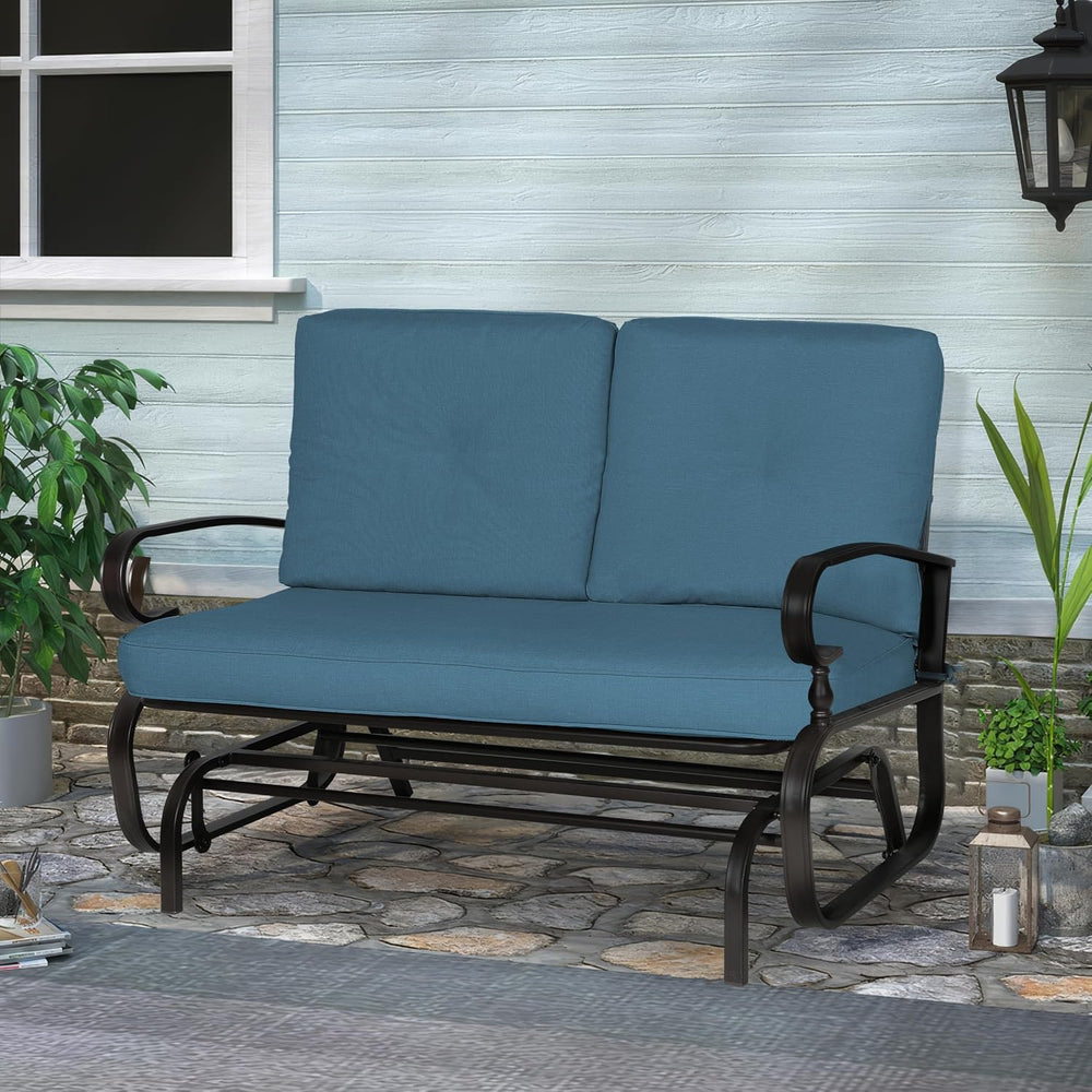 Crownland Outdoor Patio Glider Chair, Rocking Glider Bench for 2 Person, Porc...