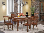 East West Furniture DOML7-MAH-W 7 Piece Dining Set Consist of a Rectangle Dining Room Table with Butterfly Leaf and 6 Wood Seat Chairs, 42x78 Inch, Mahogany