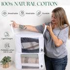 Sweater Storage for Closet – 2 Large Cotton Garment Bags, 30 Cedar Rings, & Mesh Window for Cashmere Sweaters – Wool & Cotton Sweater Organizer by Cashmere Kiwi, 15 x 11 x 9 In
