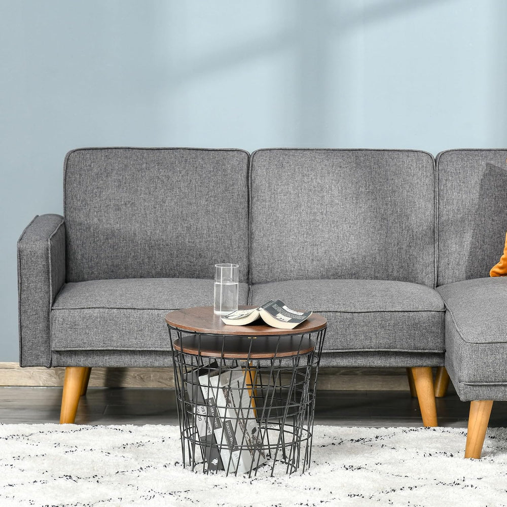 HOMCOM End Tables Set of 2, Nesting Tables with Storage Black/Brown | Round A...