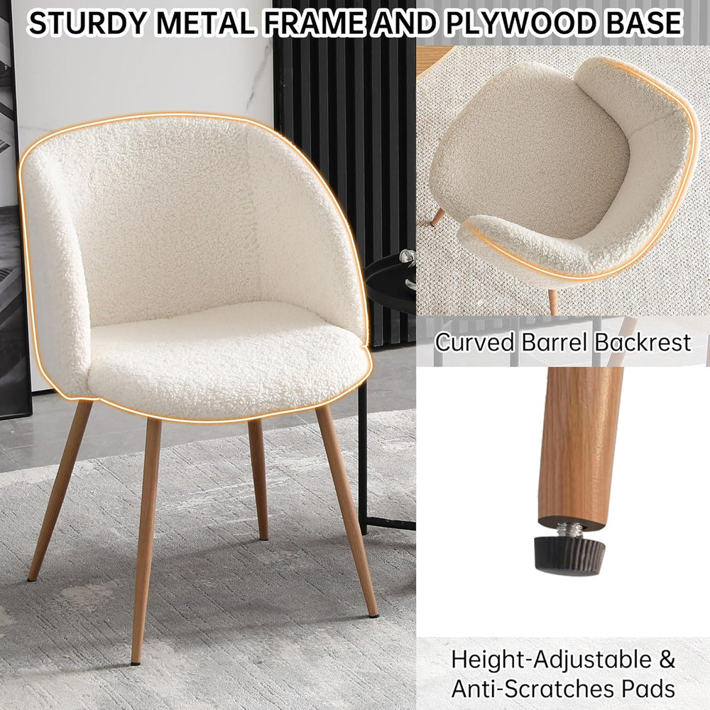 Homedot Dining Chairs Set of 6, Upholstered Sherpa Kitchen Chairs with Curved...