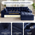 MAXYOYO 104" L Shaped Modular Sectional Sofa with Ottoman, Tufted Boneless Couch with Layered Cushion, Upholstered Flexible Module Combination Sofa for Living Room, No Assembly, Navy