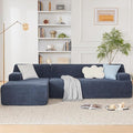 107" Modular Sectional Cloud Couch, Boneless couches Sponge sectionals for Living Room, High Density Sponges Sofa, Modular L-Shape with Chaise, Blue