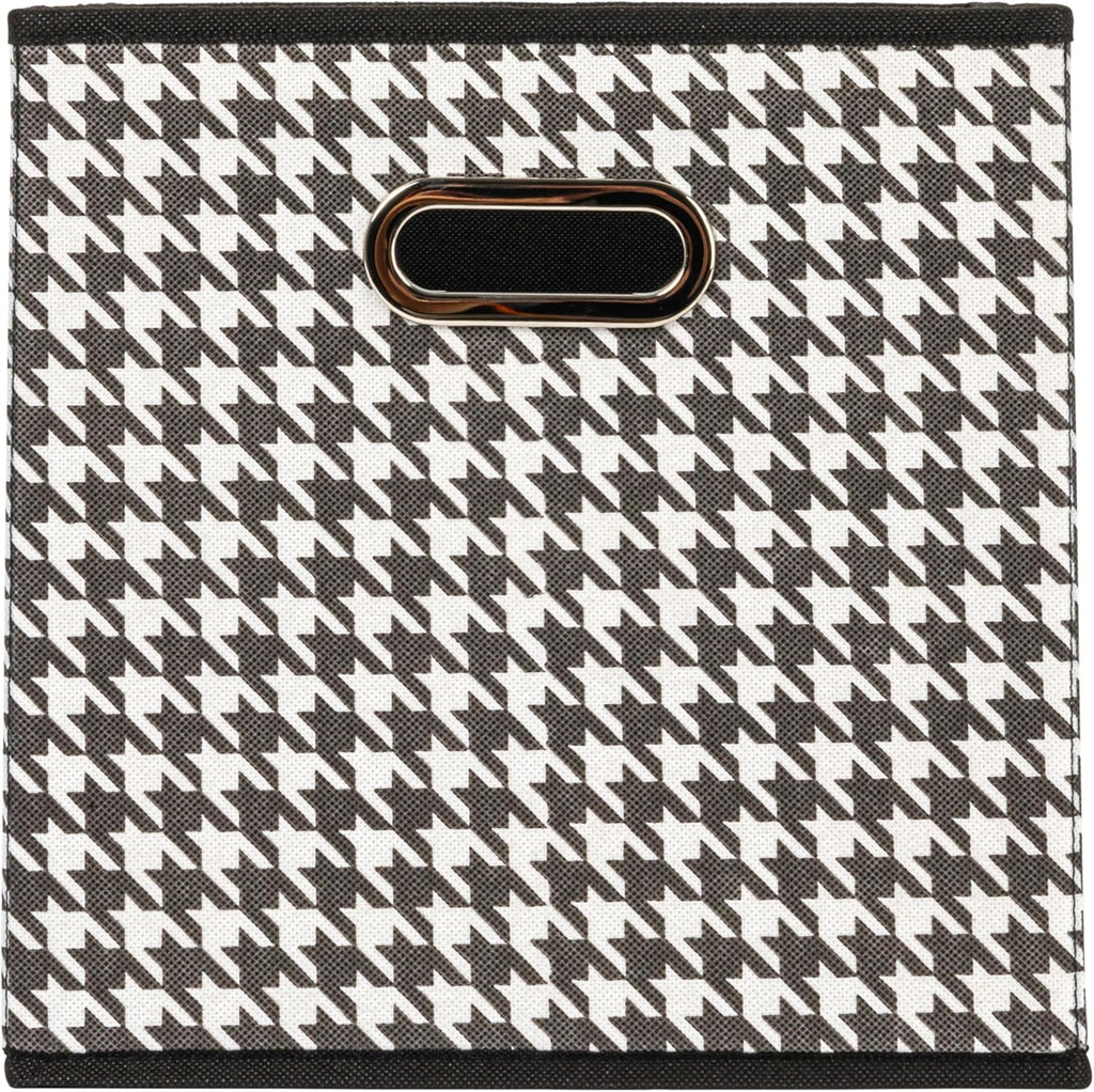 Household Essentials Fabric Storage Bins 6 Piece Set, Houndstooth White and Black (Pack of 6)