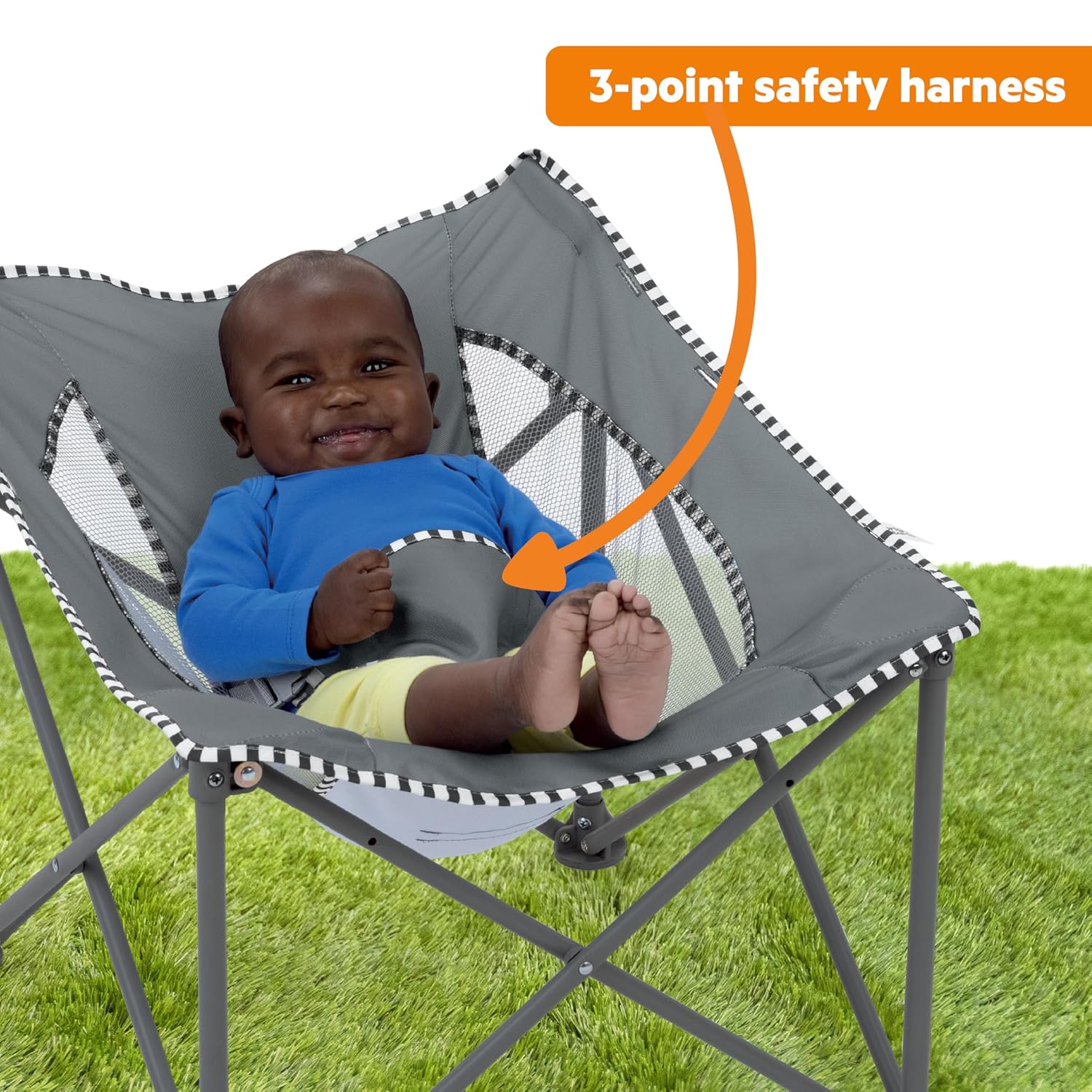 Bright Starts Pop 'N Chill Baby Chair, Portable Travel Seat, UPF 50+ Canopy
