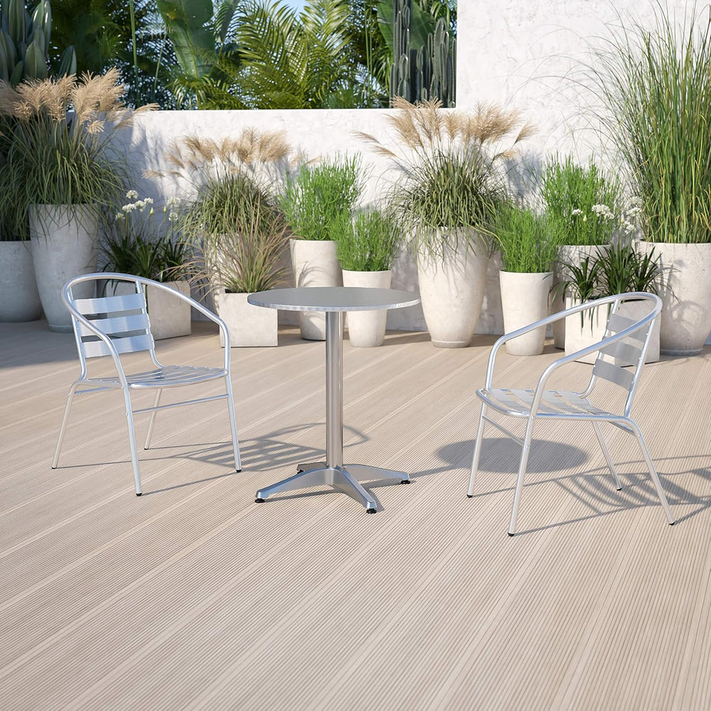 Flash Furniture 23.5 in Aluminum Indoor/Outdoor Round Table with Base