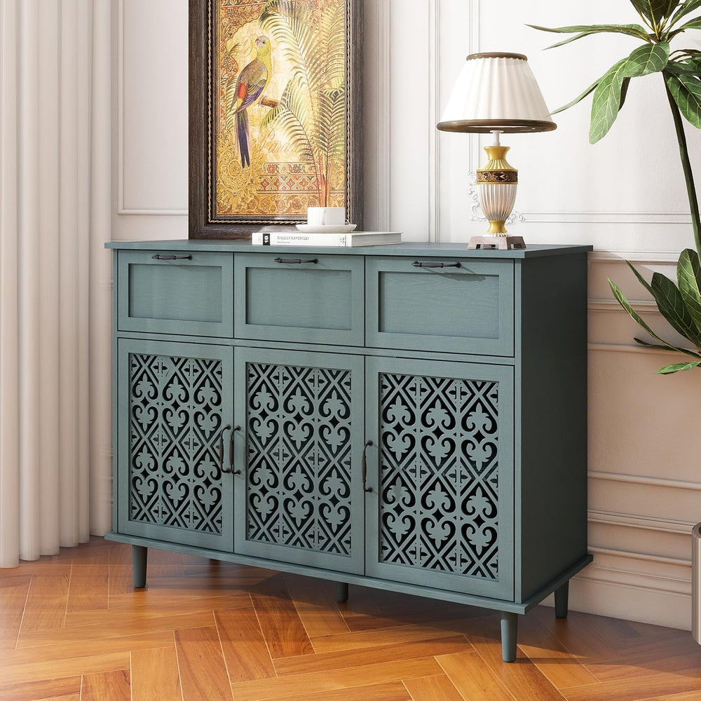 Sideboard Buffet Cabinet with Storage - Accent Storage Cabinet with Hollow Ca...