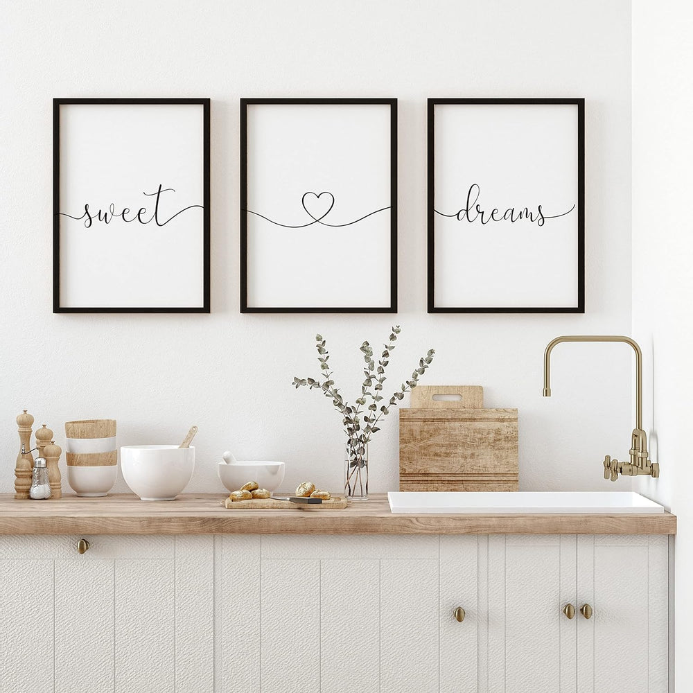 Set of 3 Framed Farmhouse Sweet Dreams Sign 11x14” Above Bed Wall Decor for B...