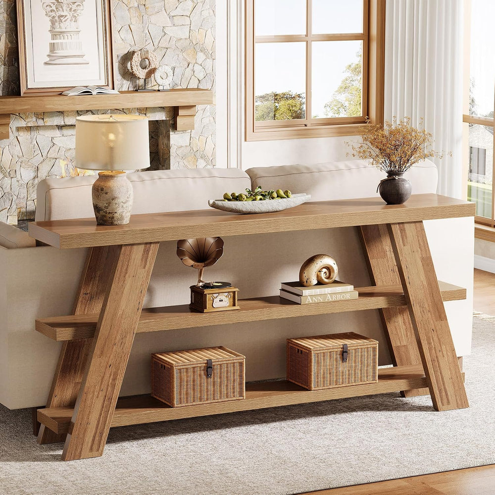Tribesigns 70.9" Extra Long Console Table with Storage, 3-Tier Narrow Wo...