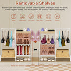 2-in-1 Shoe Rack for Closet with Purse Organizer, 5 Tier Shoes Shelf with Wooden Tray and Removable Shelves, Storage Organizer for Entryway, Garage, Hold Boots, Backpacks, White
