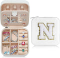 Parima Back to School Jewelry Case, Teen Girls Jewelry Box | High School Travel Accessories | Small Jewelry Box - Letter N, White