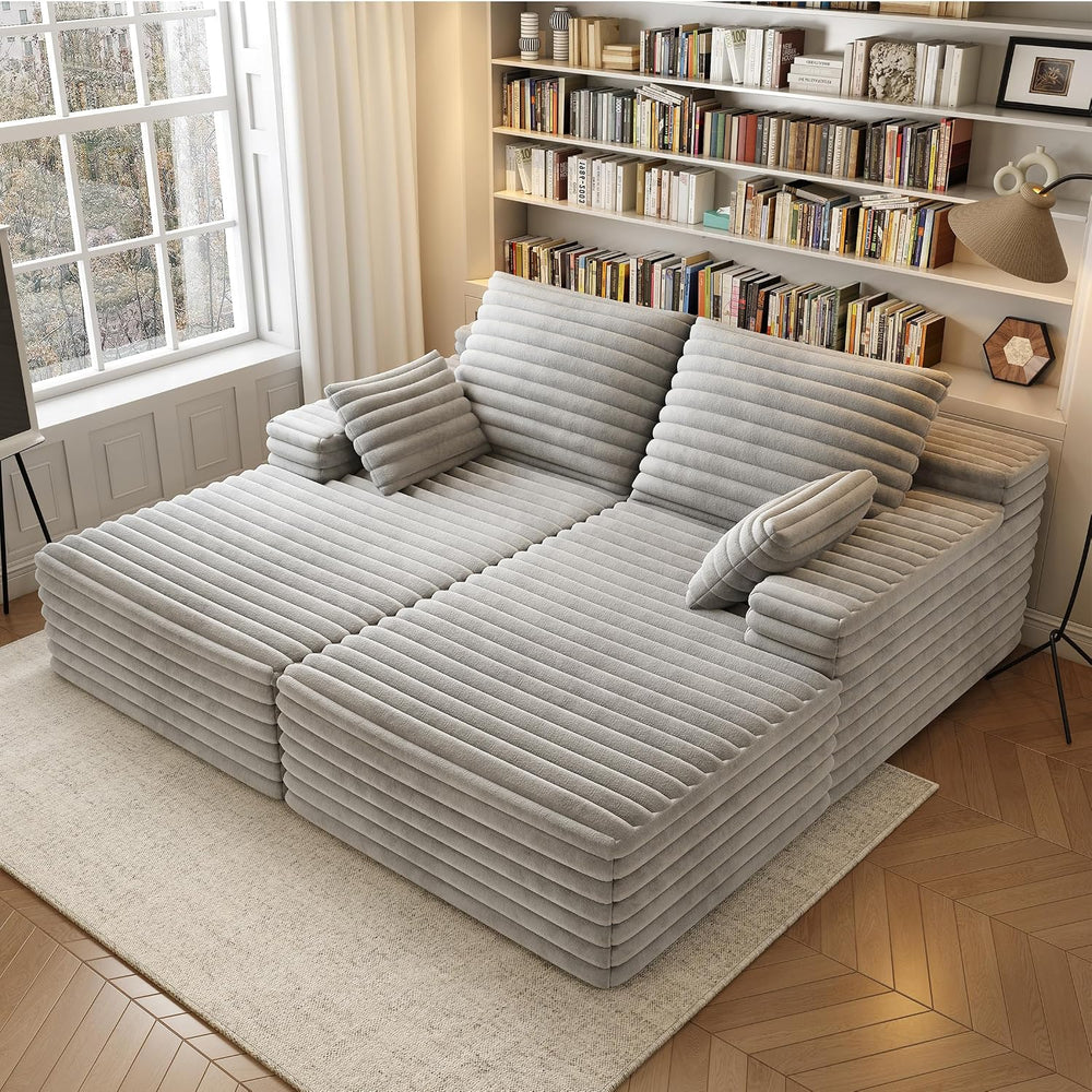 80" Oversized Double Chaise Lounge Chair, Plush Upholstered Sectional So...