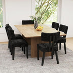 GOTMINSI Mid Century Modern Dining Chairs,Velvet Farmhouse Upholstered Kitchen Chairs, Accent Curved Backrest Dining Room Chairs with Hardwood Legs (Black, 6PCS)