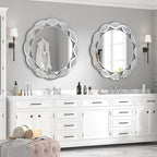 Crystal Decorative Mirror-32 x32 Gorgeous Silver Mirror Crush Diamond Mirror for Wall Decoration Bedroom Bathroom Dining Room and Living Room