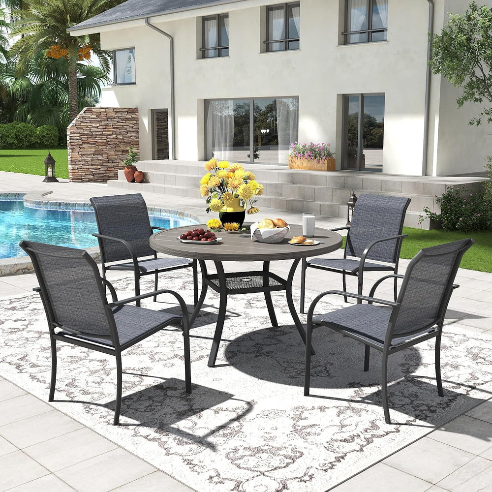 5PCS Outdoor Patio Dining Set, 40.6" Metal Table&4 Chairs