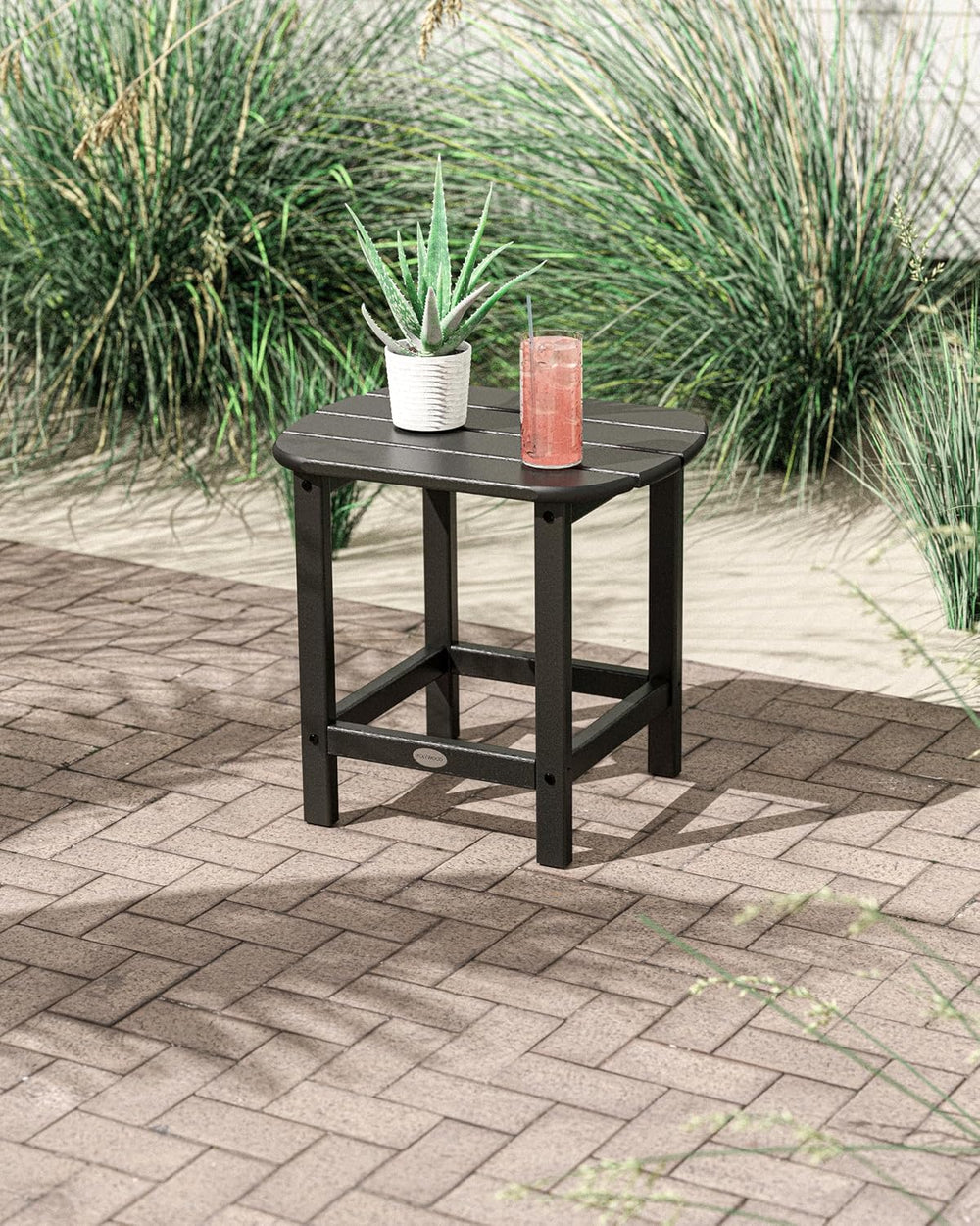 POLYWOOD SBT18BL South Beach 18" Outdoor Side Table, Black