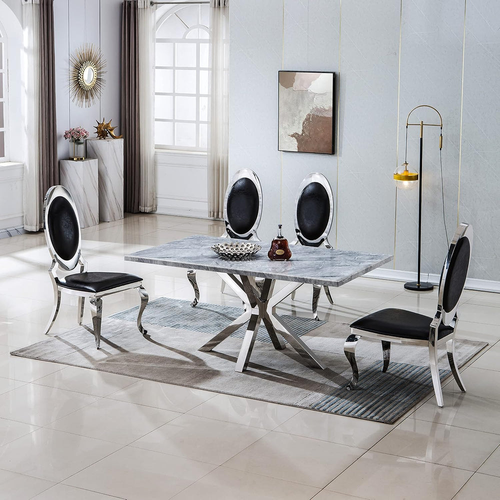 Henf Modern Luxury Dining Chairs Set of 6, Leatherette Upholstered Kitchen Di...