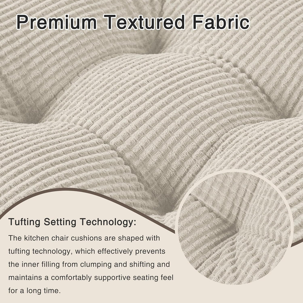 OVOV Dining Chair Cushions Set of 2 with Ties 18"x16.5"x3" Beige