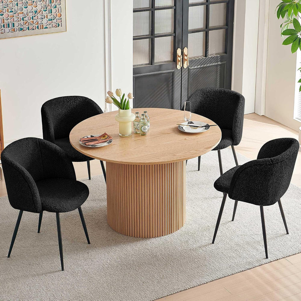 Homedot 5-Piece Modern Kitchen Dining Room Table Set for 4, 47-Inch Oak Woode...